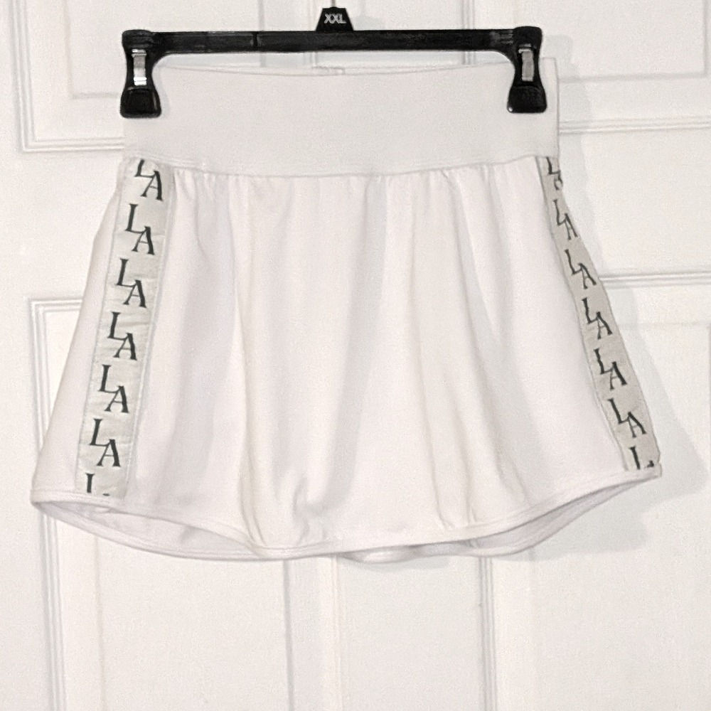 Love All White Tennis Skort High Waist Logo Tape Athletic Skirt Small USA